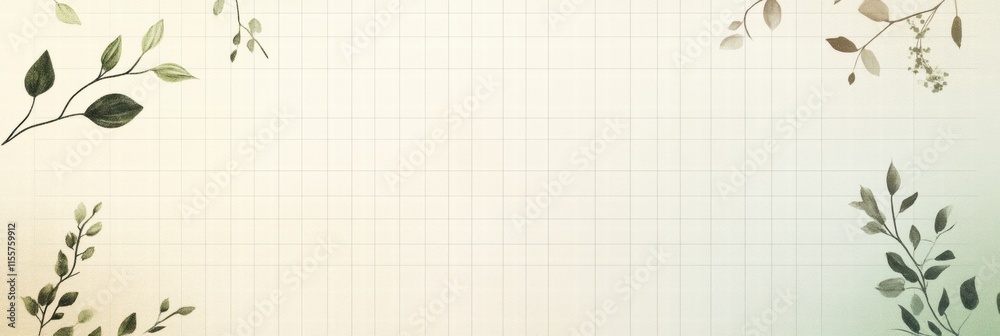 Poster elegant planner layout featuring subtle grid lines and botanical elements for minimalistic organizat