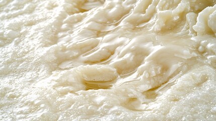 detailed close-up of animal fat being melted and poured into molds. The smooth texture of the fat contrasts with the raw materials, highlighting the transformation process in food and manufacturing. 