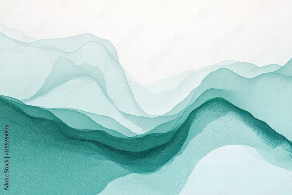 Fototapete serene mountain range with winding river featuring minimalist design for text placement. generative 