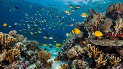 Vibrant Coral Reef  Tropical Fish  Underwater Scene