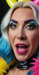 Obraz premium portrait of a person with makeup, closeup on a face of a drag queen