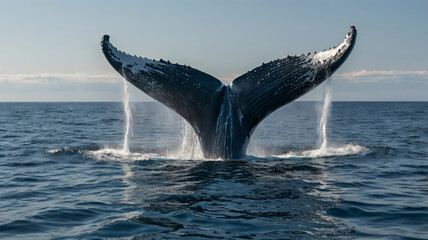 Naklejka premium Giant Whale in Open Waters