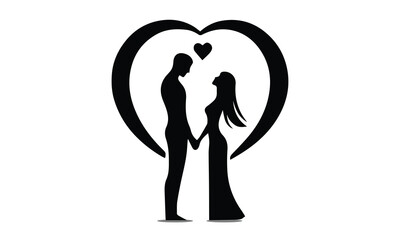 silhouette of a girl, couple love silhouette  Vector, valentine's day, 14 Feb

