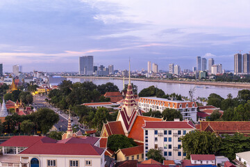 the Supreme Court and tonle sap river in Phnom Penh Cambodia