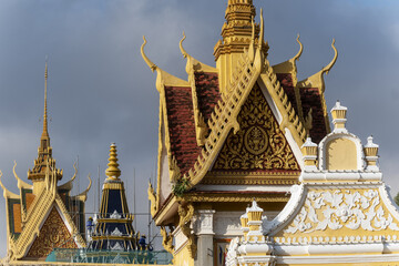 perimeter walls and roof of the silver pagoda in the Royal palace of Phnpm Penh