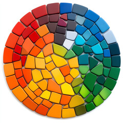 Obraz premium Colorful mosaic circle design featuring vibrant shades arranged in an artistic pattern.