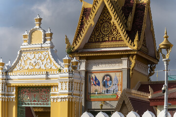 details on the main entrance porch in the Royal Palace Phnom Penh, Cambodia