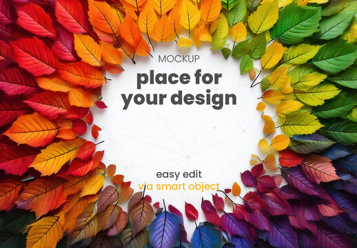 Colorful Autumn Leafs in Circle Mockup 02