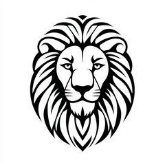 Obraz premium Detailed Black and White Lion Head Illustration with Intricate Line Art Patterns for Modern Design and Artistic Projects