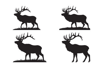 Silhouette of Majestic Moose in Wildlife Vector Illustration