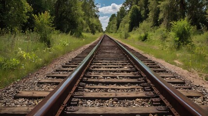 Fototapeta premium old railway track in abandoned form, along with their broken sleepers. 