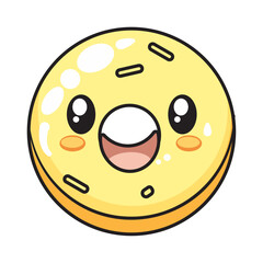 Cute Donut Cartoon Kawaii Sticker. Character Vector Illustration