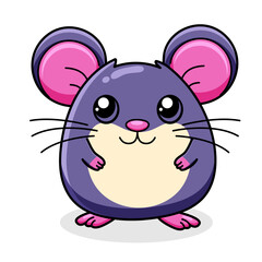 Cute Mouse Cartoon Kawaii Sticker. Character Vector Illustration