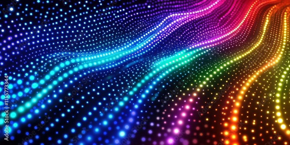 Wall mural abstract digital wallpaper with colorful wavy dots creating a vibrant and futuristic visual for tech