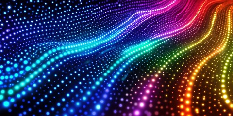 Abstract digital wallpaper with colorful wavy dots creating a vibrant and futuristic visual for technology