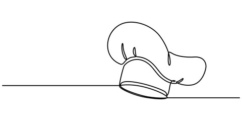 Continuous one line drawing of chef hat or cap. One line drawing illustration of hat chef. Chef uniform concept single line. Editable outline, Chef Hat Continuous Line Icon, Symbol of cooking. 