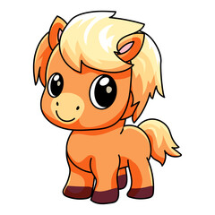 Cute Horse Cartoon Kawaii Sticker. Character Vector Illustration