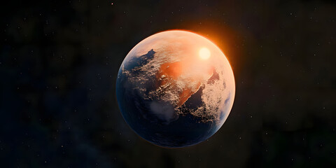 Fototapeta premium Sunrise Earth: A Celestial View of Our Planet