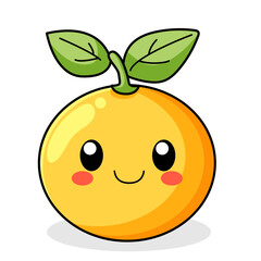 Cute Orange Cartoon Kawaii Sticker. Character Vector Illustration