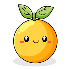 Cute Orange Cartoon Kawaii Sticker. Character Vector Illustration