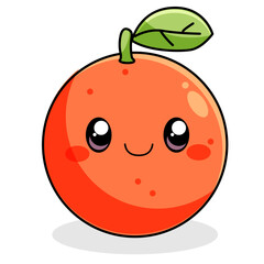 Obraz premium Cute Orange Cartoon Kawaii Sticker. Character Vector Illustration