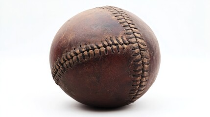 Baseball with detailed stitching isolated against a white background