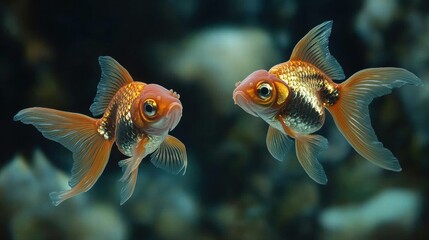 Fototapeta premium Close-up view of goldfish celebrating chinese new year with cultural depth and festivity