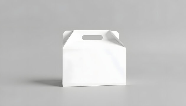 two mockup white blank paper packaging for bakery large and small box with handle in grey background, isometry. isolated with white shades