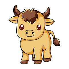 Cute Cow Cartoon Kawaii Sticker. Character Vector Illustration