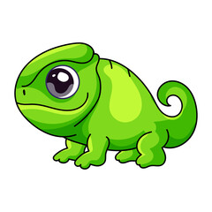 Cute Chameleon Cartoon Kawaii Sticker. Character Vector Illustration