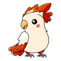 Cute Bird Cartoon Kawaii Sticker. Character Vector Illustration
