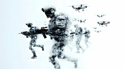 Obraz premium Modern Military Combat Simulation - Advanced Battlefield Strategy