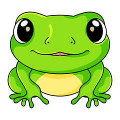 Cute Frog Cartoon Kawaii Sticker. Character Vector Illustration