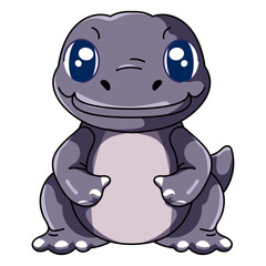 Cute Dinosaur Cartoon Kawaii Sticker. Character Vector Illustration