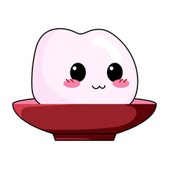 Cute Mochi Cartoon Kawaii Sticker. Character Vector Illustration
