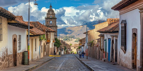 Obraz premium Afternoon Under the bright sun Cusco comes alive w_018