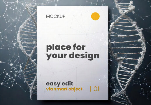 Poster Vertical Sign Page Mockup with Genome DNA Science