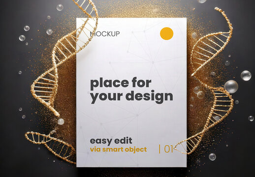 Poster Vertical Sign Page Mockup with Edit Genome DNA