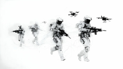 Obraz premium Modern Military Combat Simulation - Advanced Battlefield Strategy