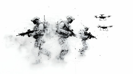 Fototapeta premium Modern Military Combat Simulation - Advanced Battlefield Strategy