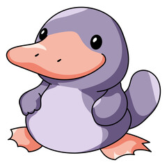 Cute Platypus Cartoon Kawaii Sticker. Character Vector Illustration