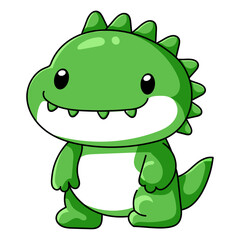 Cute Dinosaur Cartoon Kawaii Sticker. Character Vector Illustration