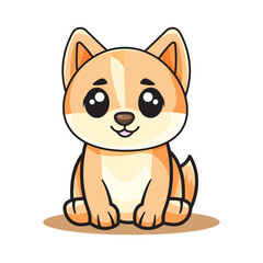 Cute Dog Cartoon Kawaii Sticker. Character Vector Illustration