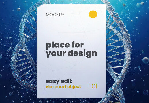 Poster Vertical Sign Page Mockup with Genome DNA