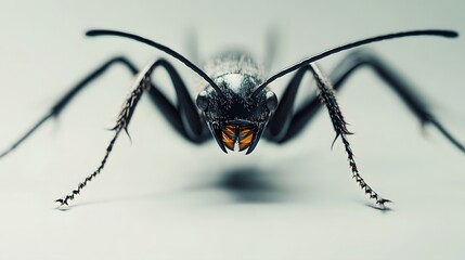 Closeup View of a Black Ant with Orange Jaws