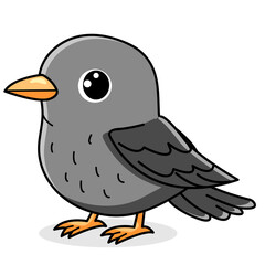 Cute Bird Cartoon Kawaii Sticker. Character Vector Illustration