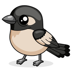 Cute Bird Cartoon Kawaii Sticker. Character Vector Illustration