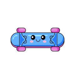 Cute Skateboard Cartoon Kawaii Sticker. Character Vector Illustration