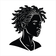 Cultural  girl hair Styles silhouette vector design 