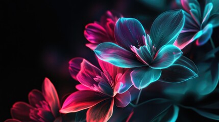 Obraz premium Neon Floral Fantasy: A Dreamy Bloom